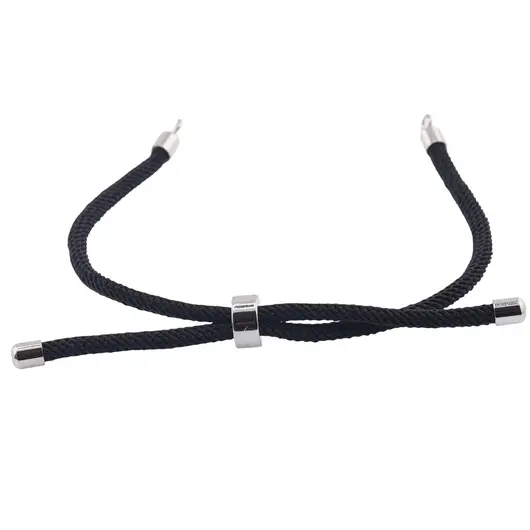 Accesoriu snur ata cerata culisanta cu capete argintii, 12cm, imagine 2