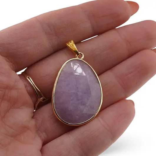 Pandantiv Ametist fatetat oval neregulat, 32mm, imagine 3