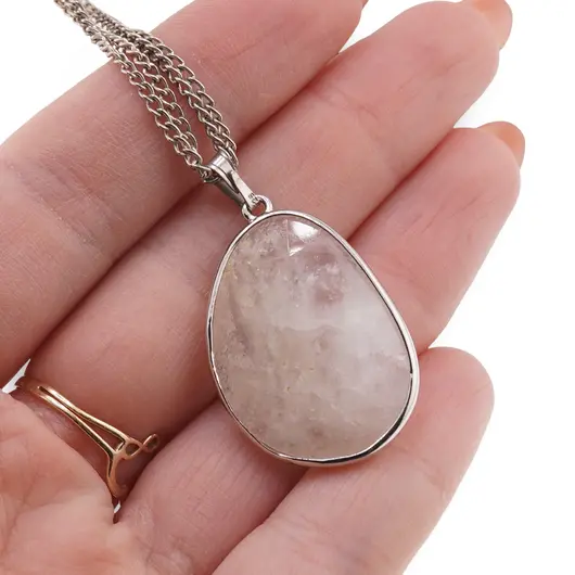 Pandantiv Cristal de stanca fatetat oval neregulat, 32mm, imagine 3