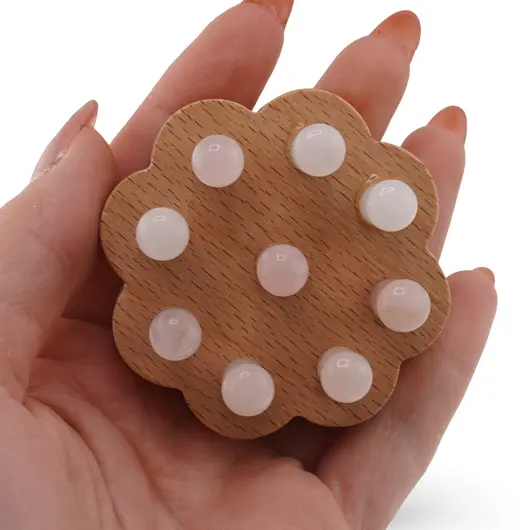 Pieptene rotund pentru masaj cu cristale naturale din Cuart roz, 6cm, imagine 3