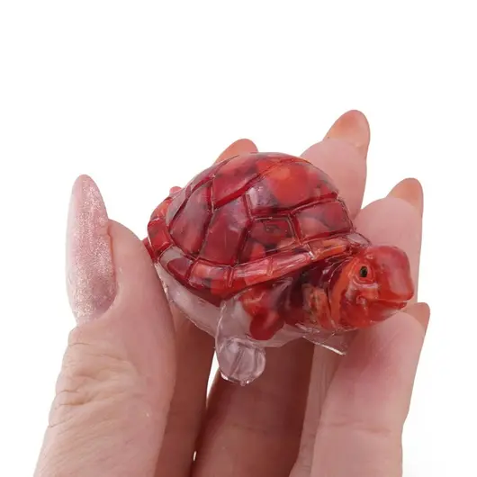 Broscuta din rasina cu spartura Coral rosu, 5cm, imagine 3