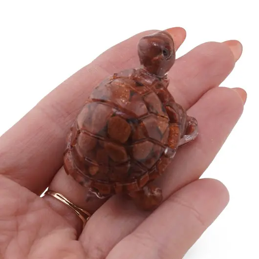 Broscuta din rasina cu spartura Goldstone maro, 5cm, imagine 3