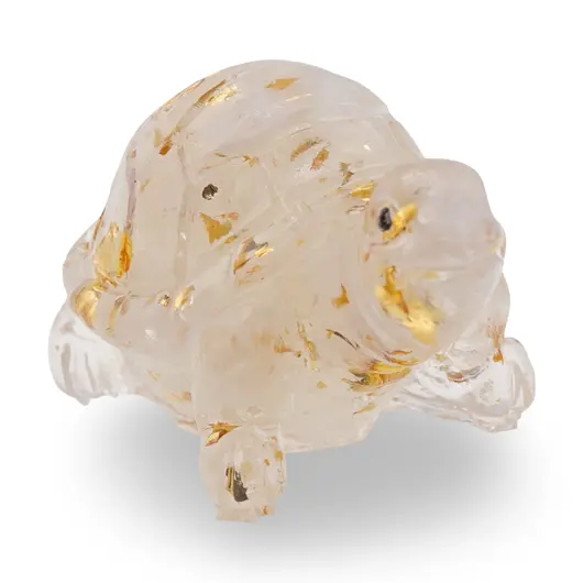 Broscuta din rasina cu spartura Opalit si foita de aur, 5cm