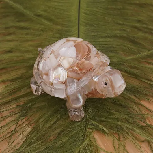 Broscuta din rasina cu spartura Sidef crem, 5cm, imagine 2