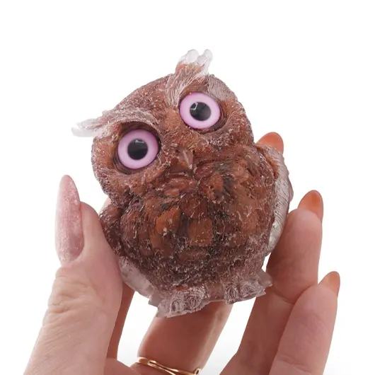 Bufnita din rasina cu spartura Goldstone maro, 6cm, imagine 3