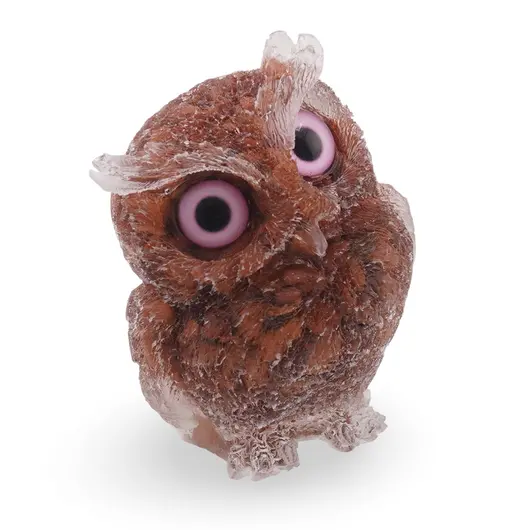 Bufnita din rasina cu spartura Goldstone maro, 6cm