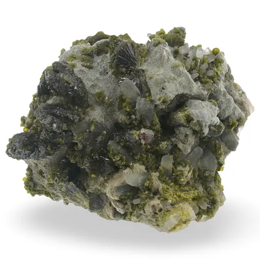 Epidot verde botrioidal pe matrice, 40-60g, imagine 2