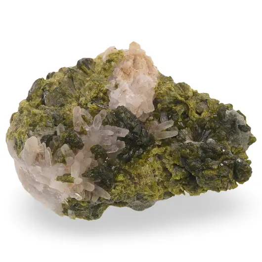 Epidot verde cu cristale de Cuart, 40-70g, imagine 4