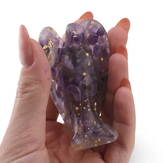 Inger din rasina cu spartura Ametist si foita de aur, 68mm, imagine 3