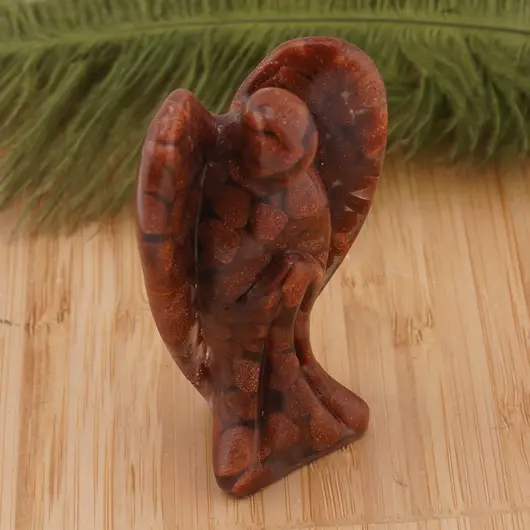 Inger din rasina cu spartura Goldstone maro, 68mm, imagine 2