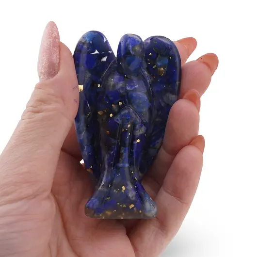 Inger din rasina cu spartura Lapis lazuli si foita de aur, 68mm, imagine 3