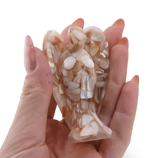 Inger din rasina cu spartura Sidef crem, 68mm, imagine 3