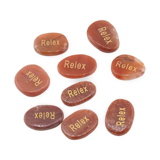 Cristal slefuit Calcit Orange cu afirmatie gravata - Relax, imagine 2