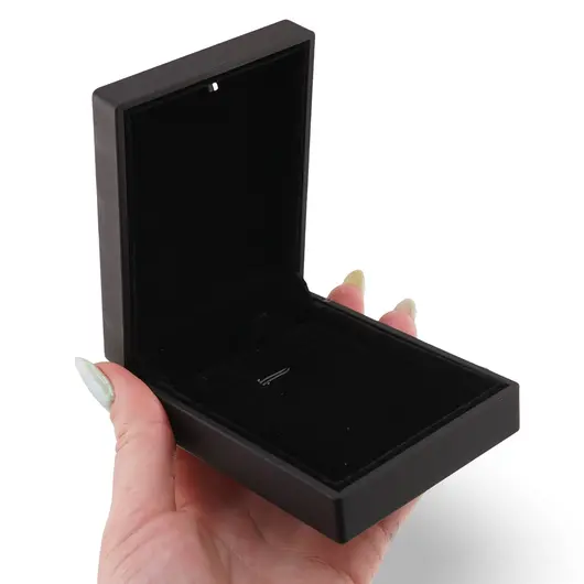 Cutie premium pentru bijuterii cu LED dreptunghiulara, neagra - 9cm, imagine 4
