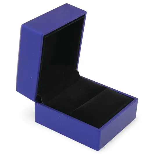 Cutie premium pentru bijuterii cu LED patrata, albastra - 6cm, imagine 2