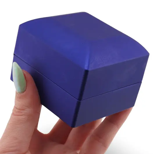 Cutie premium pentru bijuterii cu LED patrata, albastra - 6cm, imagine 5