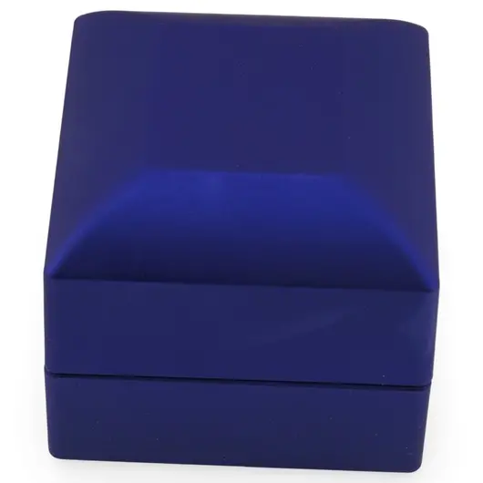 Cutie premium pentru bijuterii cu LED patrata, albastra - 6cm