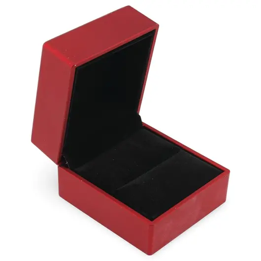 Cutie premium pentru bijuterii cu LED patrata, rosie - 6cm, imagine 2