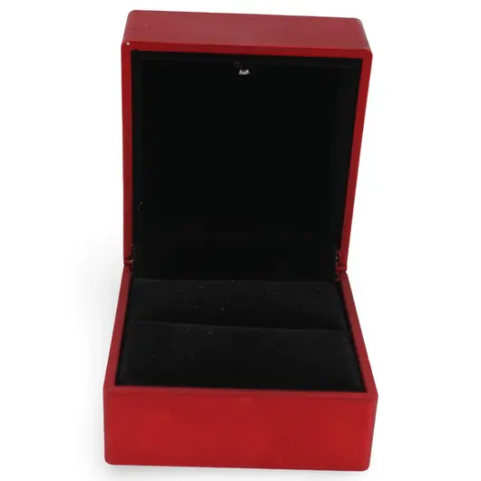 Cutie premium pentru bijuterii cu LED patrata, rosie - 6cm, imagine 3