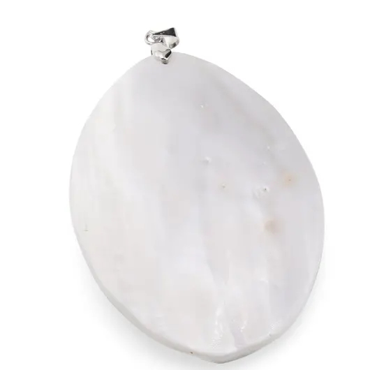 Pandantiv din Scoica abalone si Sidef alb oval neregulat, 60mm, imagine 2