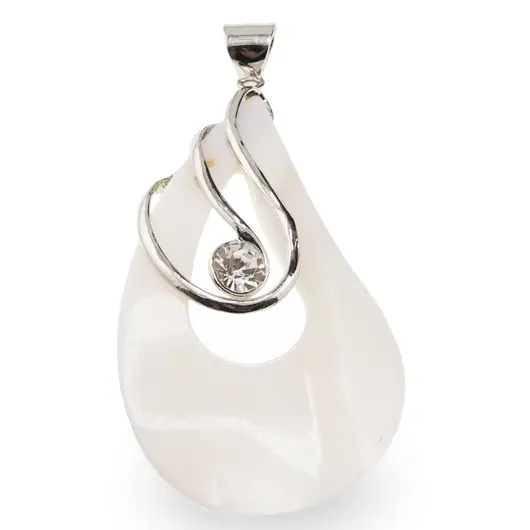 Pandantiv din SIdef alb lacrima cu zirconiu, 60mm