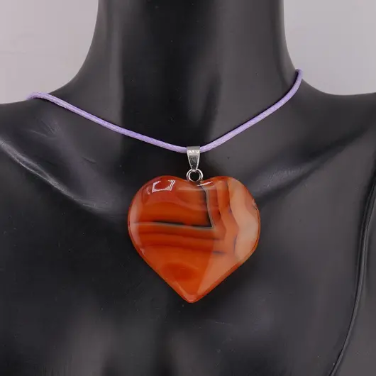 Pandantiv inima din Carneol, 40mm, imagine 2