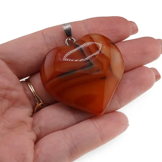 Pandantiv inima din Carneol, 40mm, imagine 3