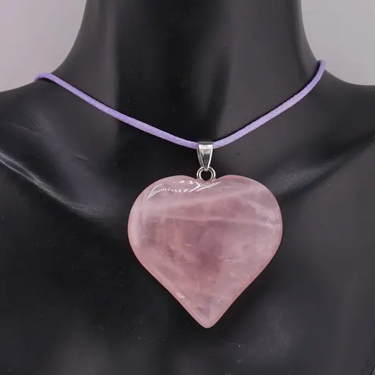 Pandantiv inima din Cuart roz, 40mm, imagine 2