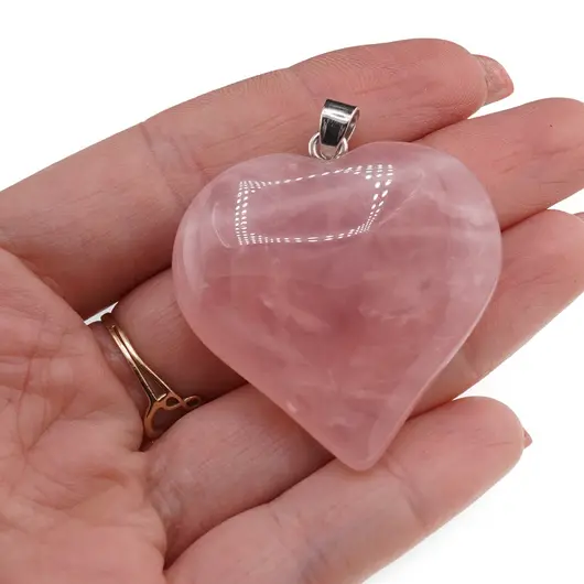 Pandantiv inima din Cuart roz, 40mm, imagine 3