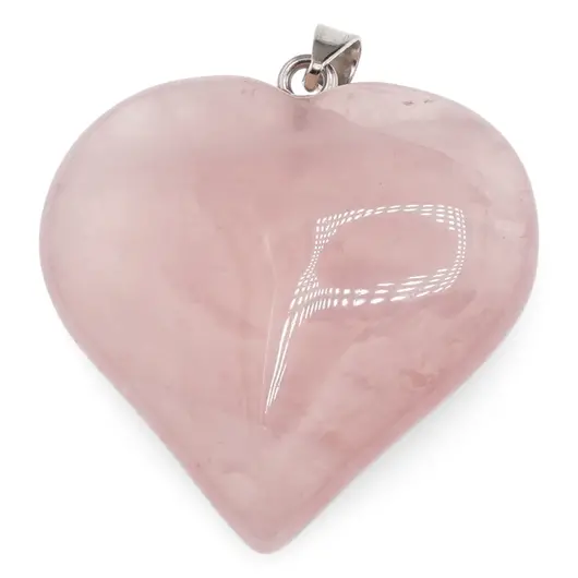 Pandantiv inima din Cuart roz, 40mm