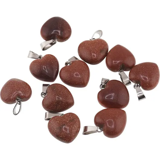 Pandantiv inima din Goldstone, 15mm