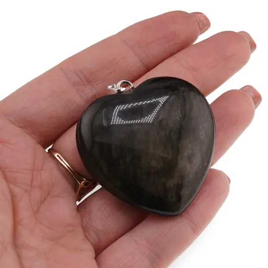 Pandantiv inima din Obsidian auriu, 40mm, imagine 3