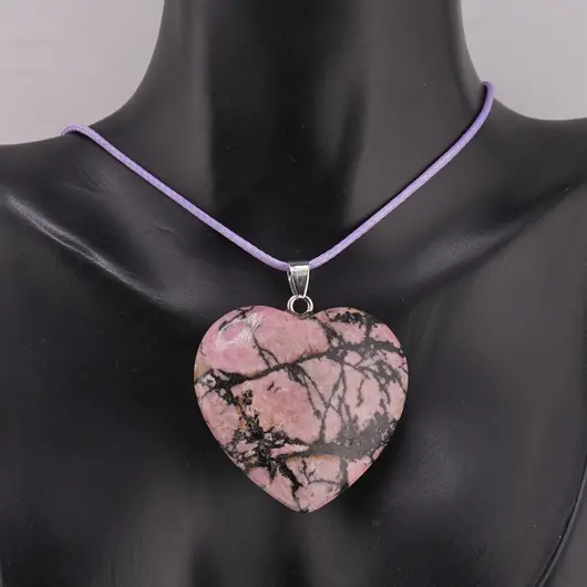 Pandantiv inima din Rodonit, 40mm, imagine 2