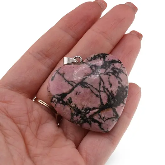 Pandantiv inima din Rodonit, 40mm, imagine 3