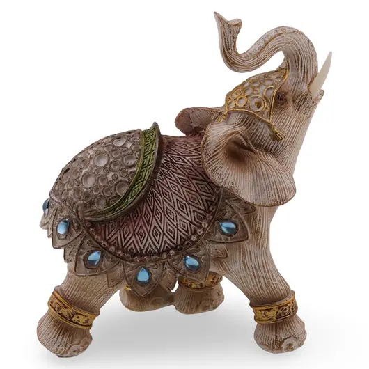 Statueta feng shui Elefant cu trompa ridicata multicolor, 13cm, imagine 2