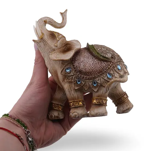 Statueta feng shui Elefant cu trompa ridicata multicolor, 13cm, imagine 3