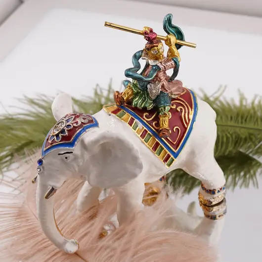 Statueta premium feng shui Elefant cu regele maimuta Sun Wukong, imagine 2