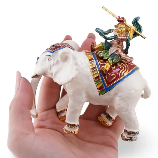 Statueta premium feng shui Elefant cu regele maimuta Sun Wukong, imagine 3