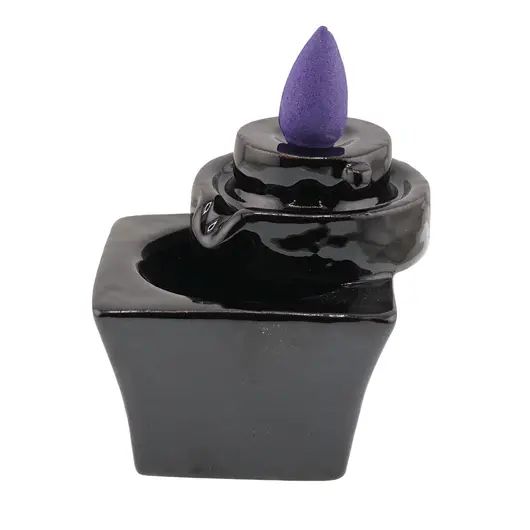 Suport ardere conuri parfumate cascada - backflow, model minimalist, maro - 7cm