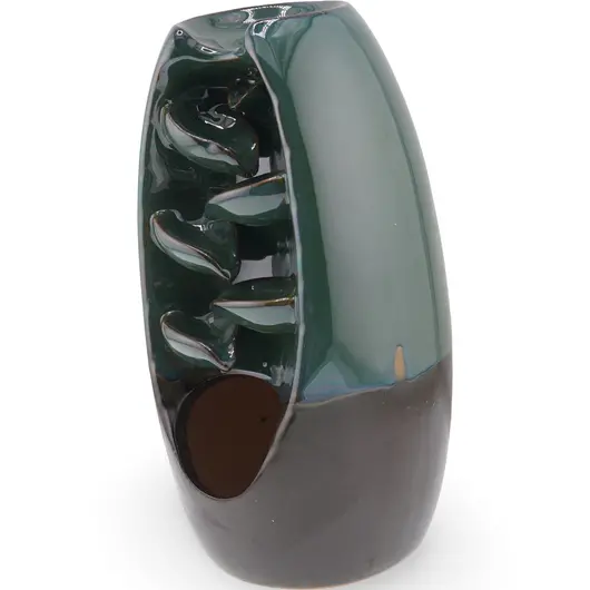 Suport ardere conuri parfumate cascada - backflow, vaza verde cu 5 trepte - 18cm, imagine 2