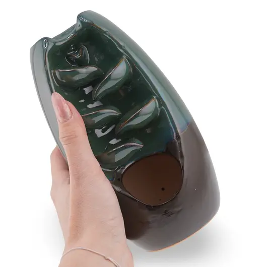 Suport ardere conuri parfumate cascada - backflow, vaza verde cu 5 trepte - 18cm, imagine 3