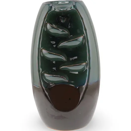 Suport ardere conuri parfumate cascada - backflow, vaza verde cu 5 trepte - 18cm