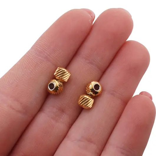 Accesorii din inox auriu - bumbi tip rondele distantieri gravati pentru bijuterii, 5mm, imagine 2