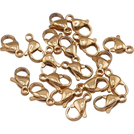 Accesorii din inox auriu - inchizatori carabina (lobster) pentru bijuterii, 9mm