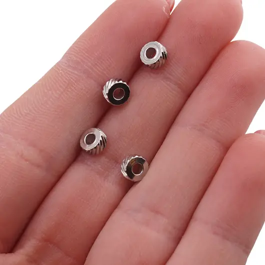 Accesorii din inox - bumbi tip discuri distantieri gravati in spirala pentru bijuterii, 5mm, imagine 2