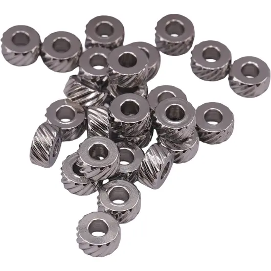 Accesorii din inox - bumbi tip discuri distantieri gravati in spirala pentru bijuterii, 5mm