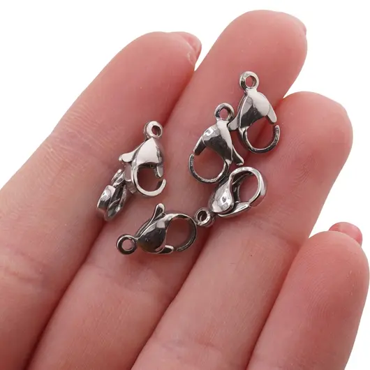 Accesorii din inox - inchizatori carabina (lobster) pentru bijuterii, 12mm, imagine 2