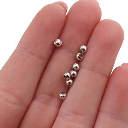 Accesorii din metal rodiat - bumbi distantieri pentru bijuterii, 3mm, imagine 2