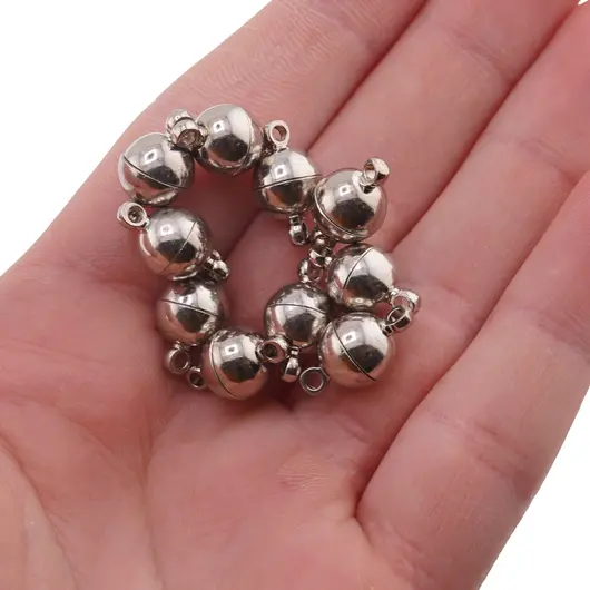 Accesorii din metal rodiat - inchizatoare magnetica pentru bijuterii, 14mm, imagine 2