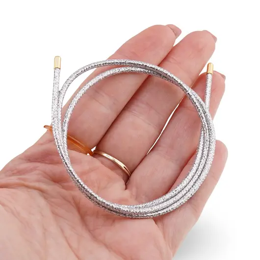 Bratara/colier magnetic din ata argintie, 51cm, imagine 3